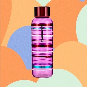 Starbucks 2023 Valentines Striped Taffy Glass Water Bottle! A Perfect gift!